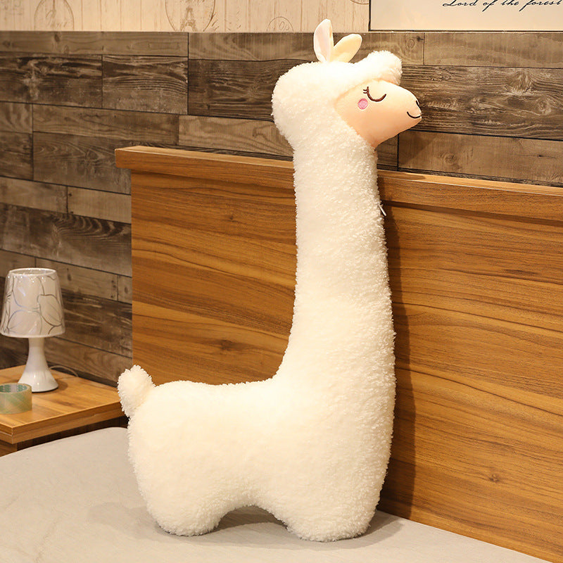 Alpaca Plush Toy Pillow | Soft Stuffed Animal Cartoon Doll | Cute Kids Gift Ages 4 to 6 in Brown & White