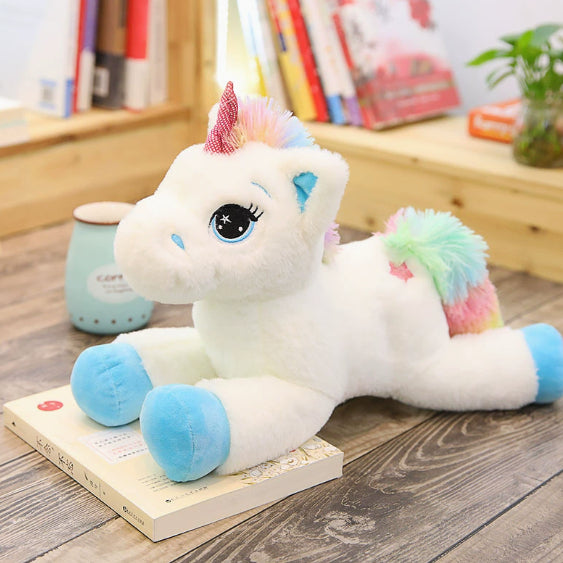 Realistic Unicorn Plush Toy Pillow | Soft Stuffed Animal Throw Cushion | Unisex Kids Gift Ages 7 to 14 in Multiple Sizes