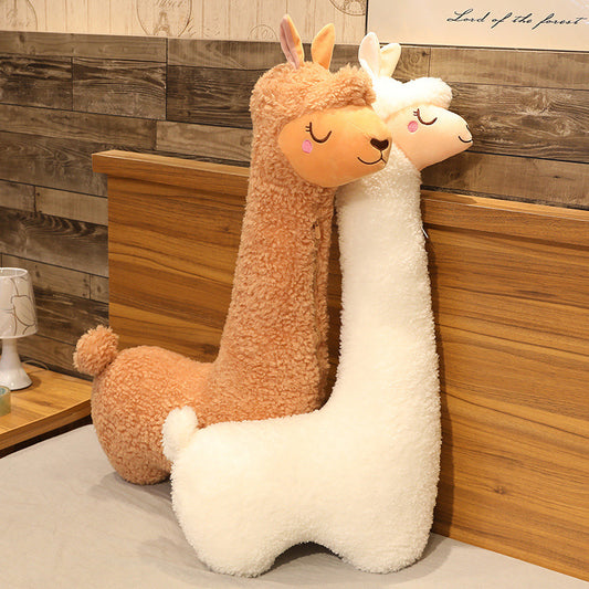 Alpaca Plush Toy Pillow | Soft Stuffed Animal Cartoon Doll | Cute Kids Gift Ages 4 to 6 in Brown & White