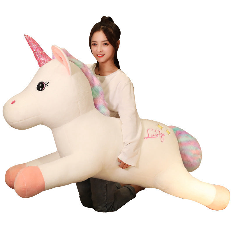 Realistic Unicorn Plush Toy Pillow | Soft Stuffed Animal Throw Cushion | Unisex Kids Gift Ages 7 to 14 in Multiple Sizes