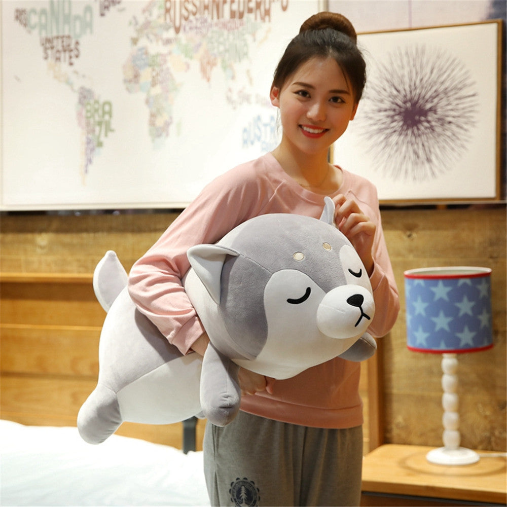 Husky Plush Toy Doll | Soft Stuffed Animal Dog Cushion | Cute Cuddly Gift for Teens & Adults in Premium Cotton