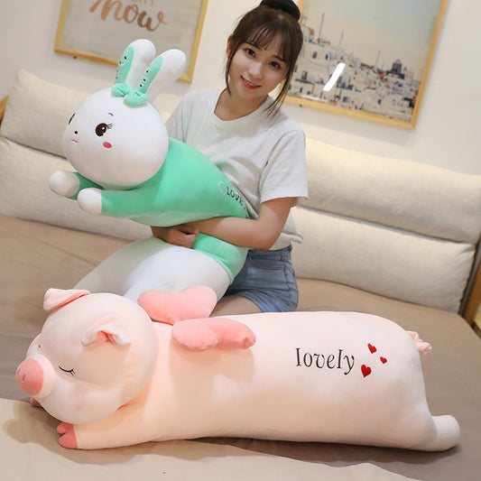Bunny Long Body Pillow Plush | Soft Rabbit Stuffed Animal Cuddle Toy | Children's Bedroom Décor & Sleep Gift