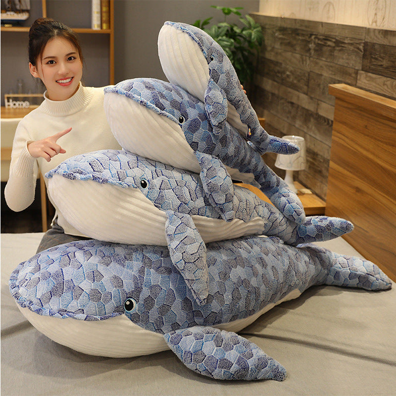 Blue Whale Plush Toy Pillow | Super Soft Stuffed Animal Cushion | Cute Ocean Gift for Children Ages 4 to 6 in Multiple Sizes