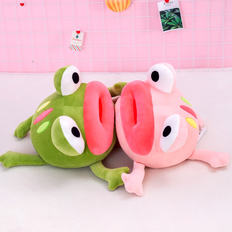 Funny Frog Hug Pillow Plush Toy | Cute Big Mouth Stuffed Animal Cushion | Novelty Meme Gift for Teens & Adults