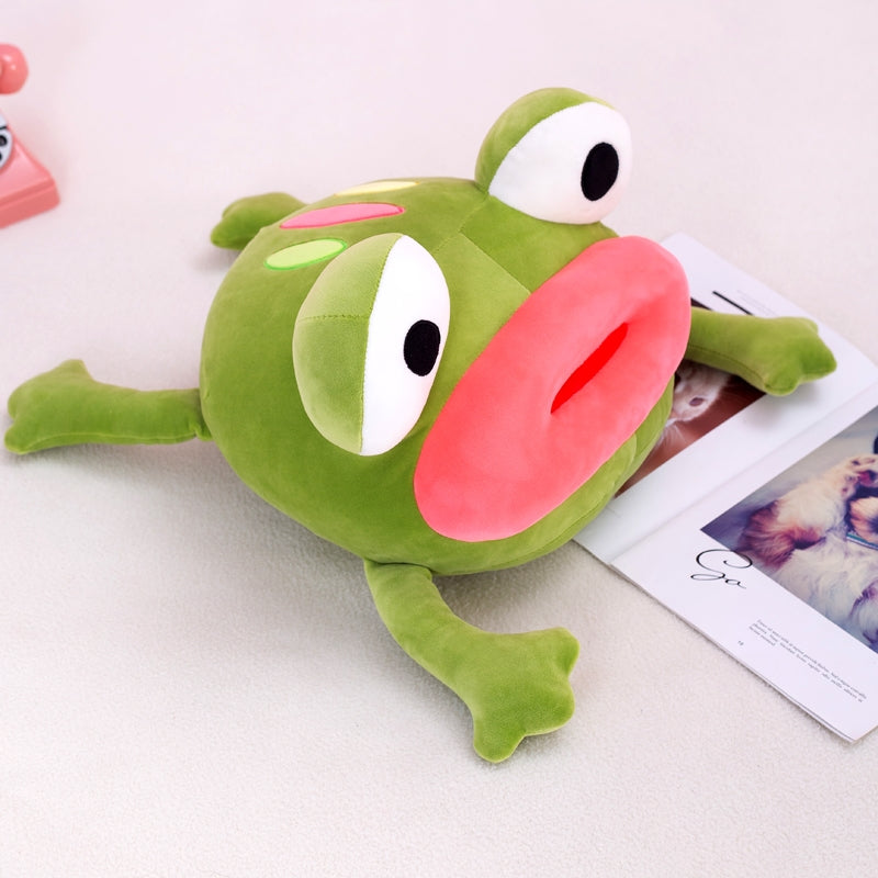 Funny Frog Hug Pillow Plush Toy | Cute Big Mouth Stuffed Animal Cushion | Novelty Meme Gift for Teens & Adults