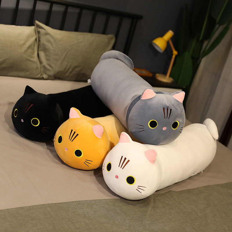 Large Cartoon Cat Plush Pillow | Oversized Stuffed Animal Body Cushion | Soft Long Cat Doll Gift for Kids & Home Décor