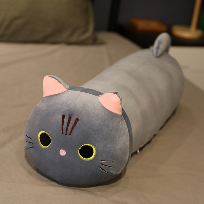 Large Cartoon Cat Plush Pillow | Oversized Stuffed Animal Body Cushion | Soft Long Cat Doll Gift for Kids & Home Décor