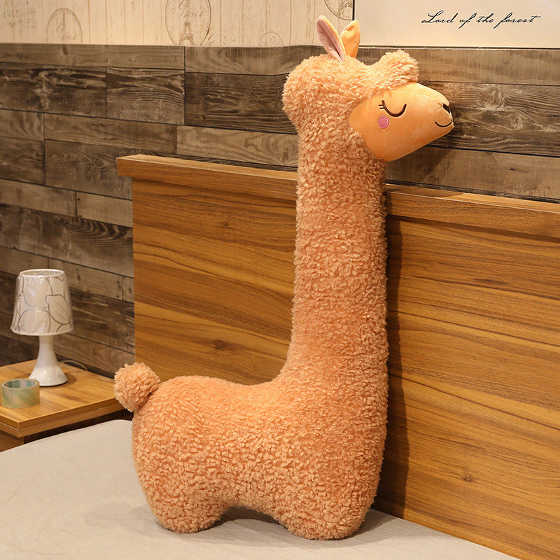 Alpaca Plush Toy Pillow | Soft Stuffed Animal Cartoon Doll | Cute Kids Gift Ages 4 to 6 in Brown & White