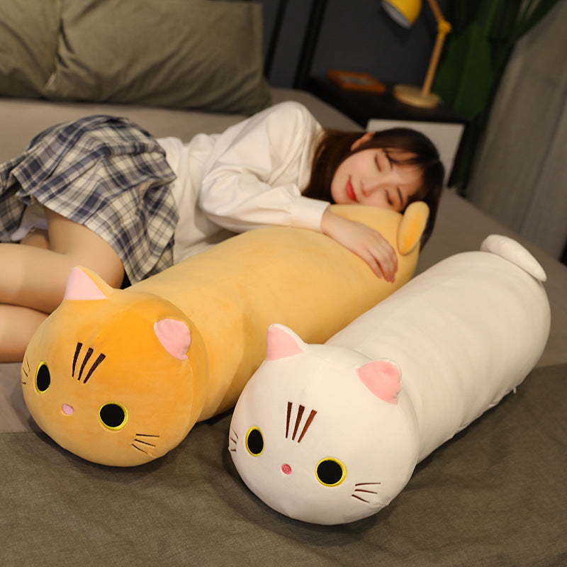 Large Cartoon Cat Plush Pillow | Oversized Stuffed Animal Body Cushion | Soft Long Cat Doll Gift for Kids & Home Décor