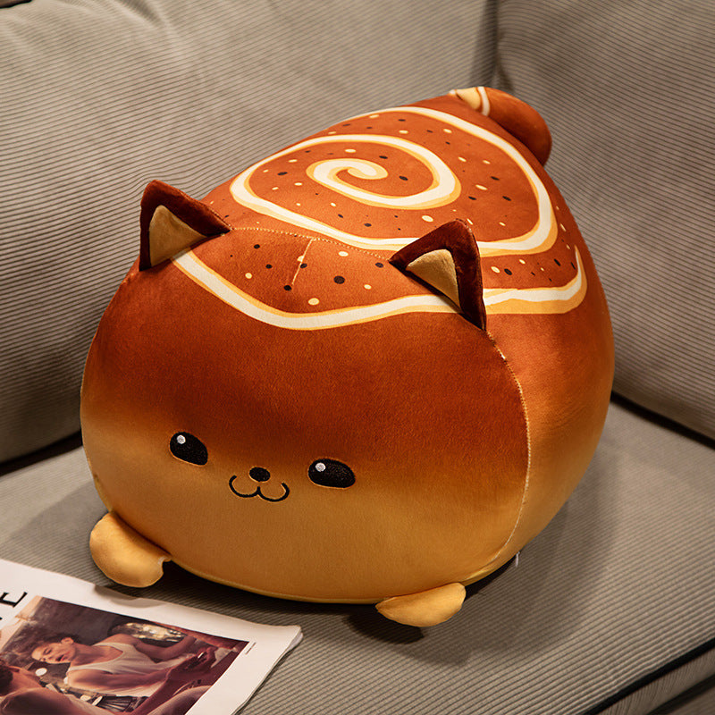 Cat Cinnamon Roll Plush Toy Pillow | Soft Stuffed Kawaii Food Cat Cushion | Cute Novelty Gift in Multiple Styles