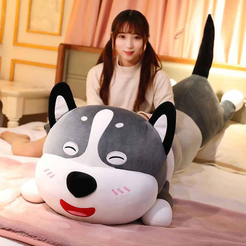 Giant Smiley Dog Plush Pillow | Super Soft Stuffed Animal Body Cushion | Cosy Cuddle Gift for Kids & Home Décor in Multiple Sizes