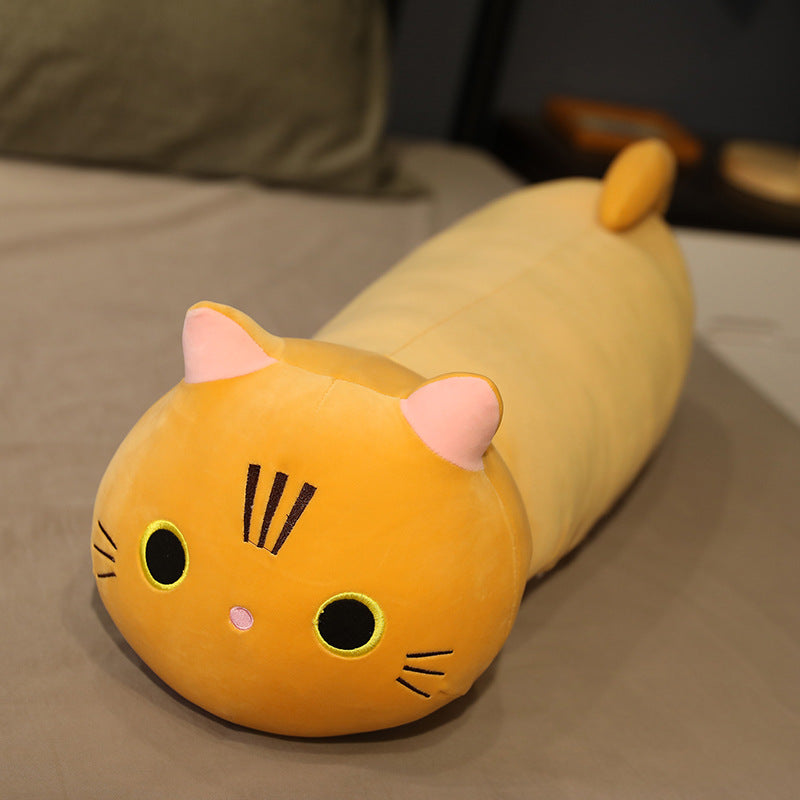 Large Cartoon Cat Plush Pillow | Oversized Stuffed Animal Body Cushion | Soft Long Cat Doll Gift for Kids & Home Décor