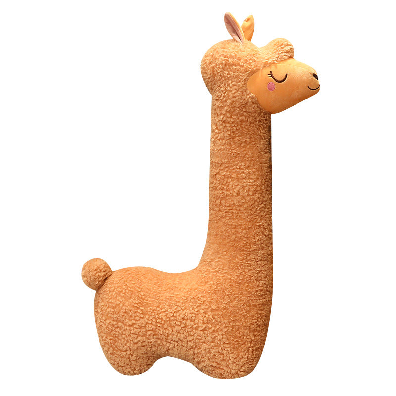 Alpaca Plush Toy Pillow | Soft Stuffed Animal Cartoon Doll | Cute Kids Gift Ages 4 to 6 in Brown & White