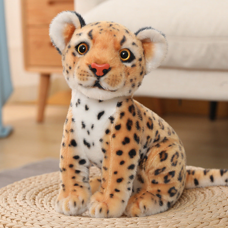 Snow Leopard Plush Toy Doll | Soft Stuffed Animal Squat Leopard Figure | Cute Realistic Gift for Teens & Young Adults