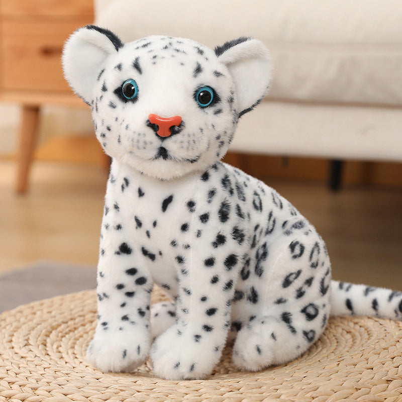 Snow Leopard Plush Toy Doll | Soft Stuffed Animal Squat Leopard Figure | Cute Realistic Gift for Teens & Young Adults