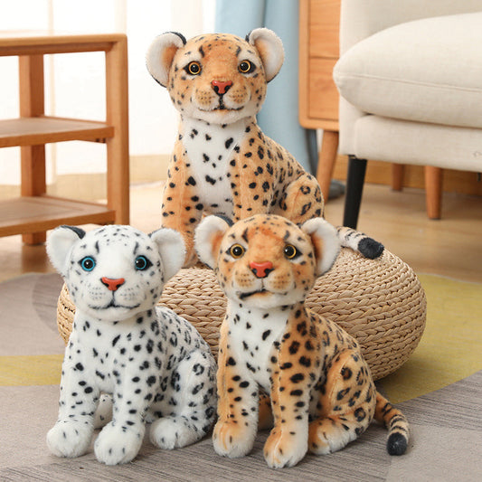 Snow Leopard Plush Toy Doll | Soft Stuffed Animal Squat Leopard Figure | Cute Realistic Gift for Teens & Young Adults