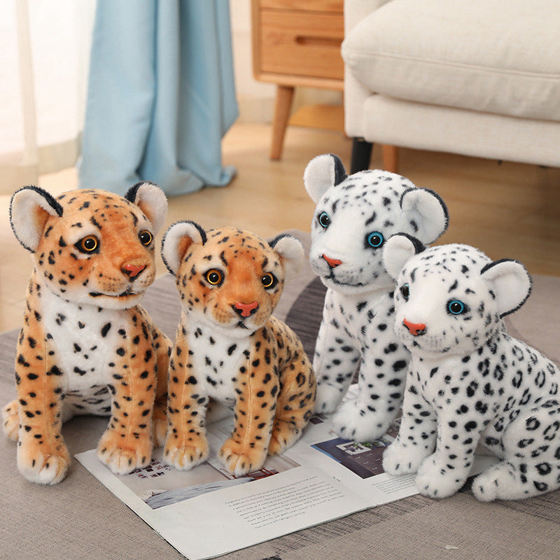 Snow Leopard Plush Toy Doll | Soft Stuffed Animal Squat Leopard Figure | Cute Realistic Gift for Teens & Young Adults