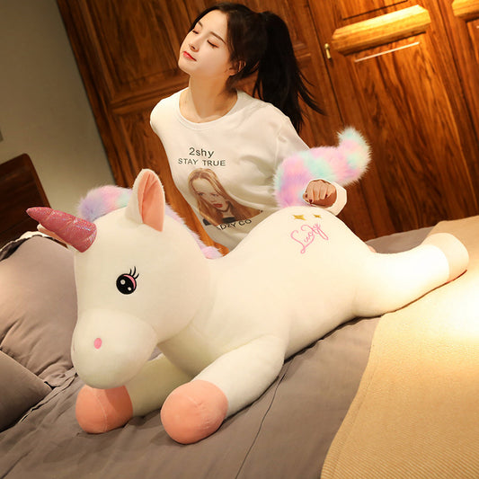 Realistic Unicorn Plush Toy Pillow | Soft Stuffed Animal Throw Cushion | Unisex Kids Gift Ages 7 to 14 in Multiple Sizes