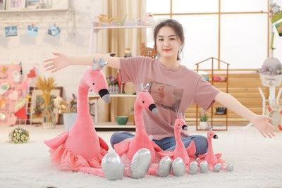 Crown Swan Plush Toy | Soft Stuffed Animal White Swan Doll Cushion | Cute Cartoon Gift for Kids in Pink & White